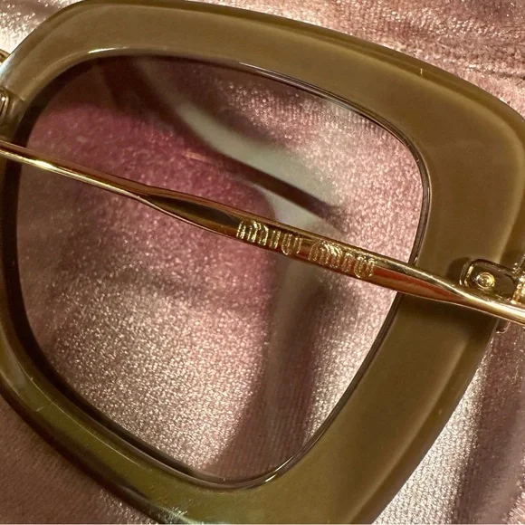 Miu Miu Black & Gold Acetate SMU 07O Square Lense Metal Frame Sunglasses W/ Case - Picture 2 of 16